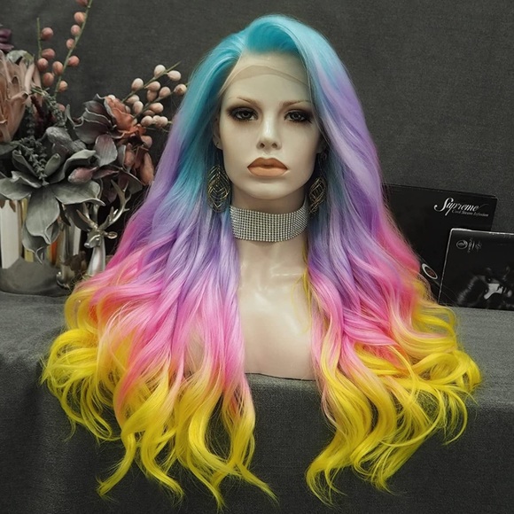 🦄 CANDY DREAMS 24” BABY RAINBOW 🌈 LACEFRONT WIG - Picture 1 of 5